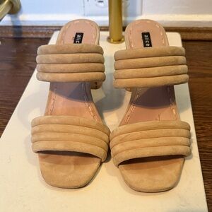 Alice + Olivia Tan Suede Women's Block Heel Sandals
